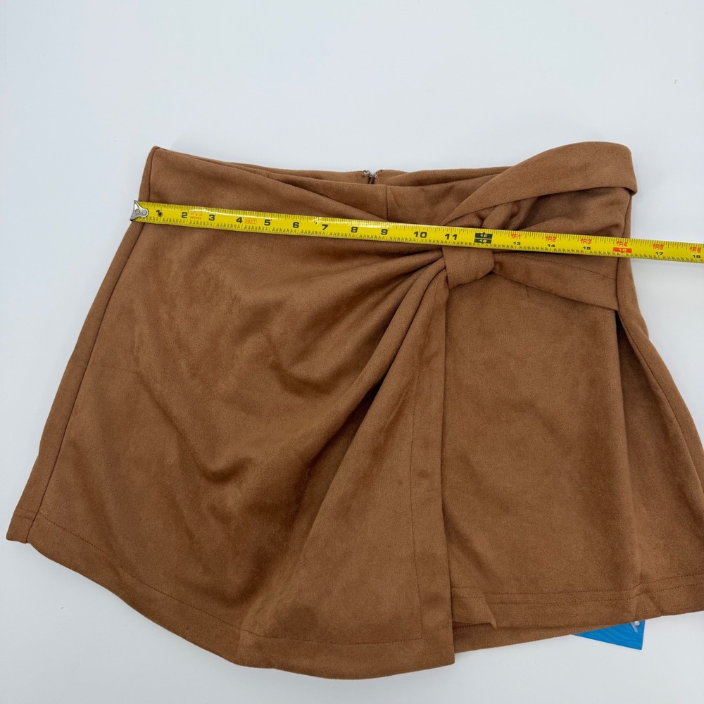 Cupshe Faux Suede Knot Front Wrap Skort Camel Brown XL CAA02B4J031HH - Picture 5 of 8